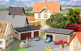 Faller 180315 - Dubbele garages met aandrijfonderdelen
