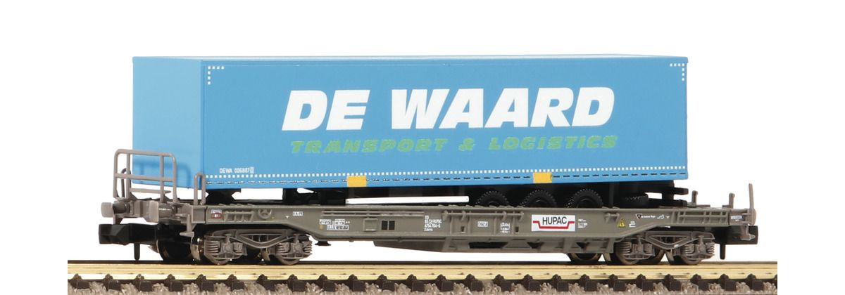 Fleischmann 845369 - Einheitstaschenwaggon Bauart Sdkms mit &quot;DE WAARD&quot;-Auflieger, HUPAC/NS