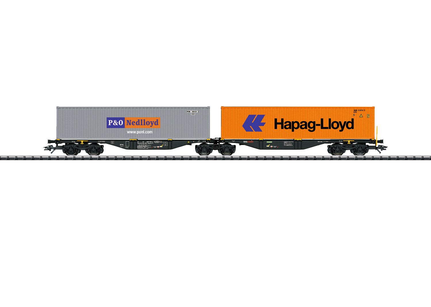 Märklin 47807 - Dubbele containerwagen Sggrss 80
