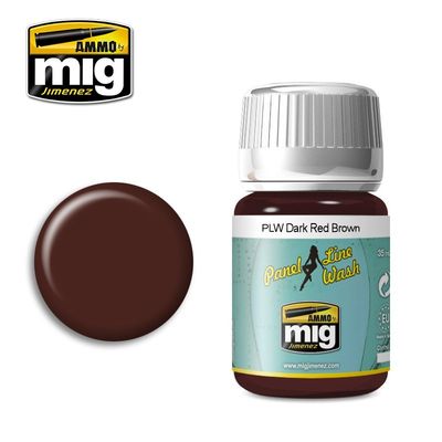 Ammo MIG 1605 - PANEL LINE WASH DARK RED BROWN JAR 35 ML