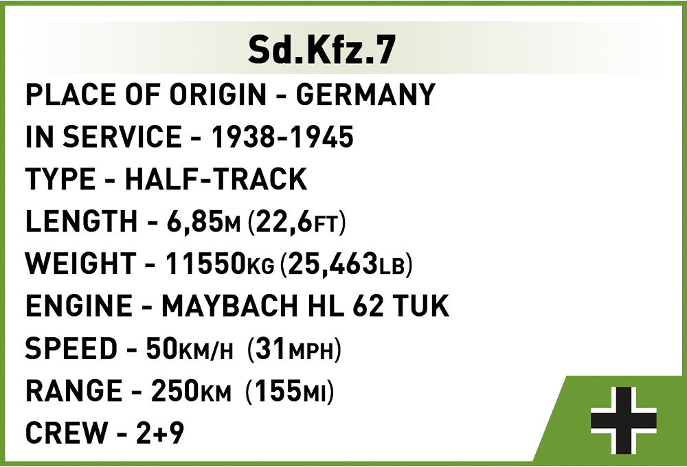 COBI-2275 -  439 PCS HC WWII /2275/ SD.KFZ.7 HALF-TRACK