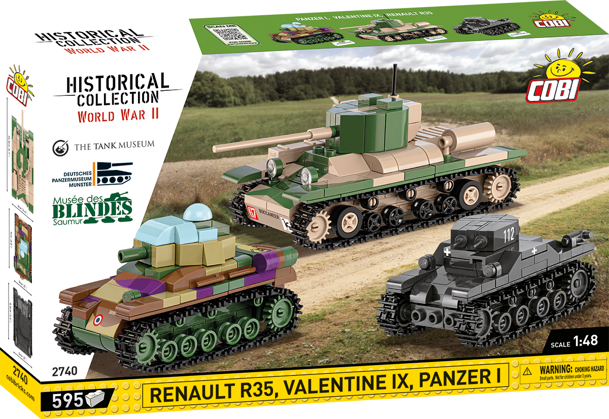 COBI-2740 -  595 PCS HC WWII /2740/ RENAULT, VALENTINE, PANZE
