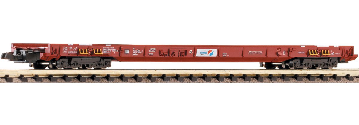 Fleischmann 827004 - 8-achsiger Niederflurwagen für Lastwagen- und Sattelzug-Transporte, Bauart Saadkms, der ÖBB.