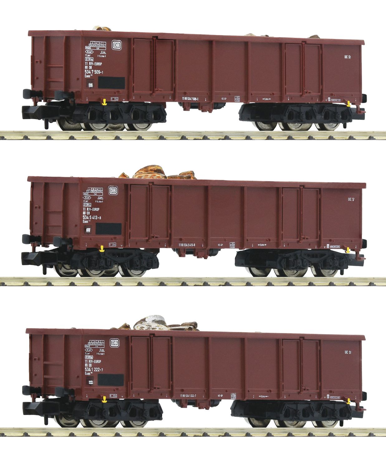 Fleischmann 828345 - 3-tlg. Set Güterwagen mit Schrottbeladung, DB