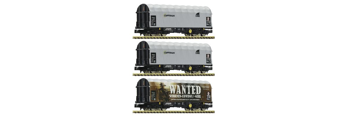 Fleischmann 837932 - 3-tlg. Set: Schiebeplanenwagen, Captrain