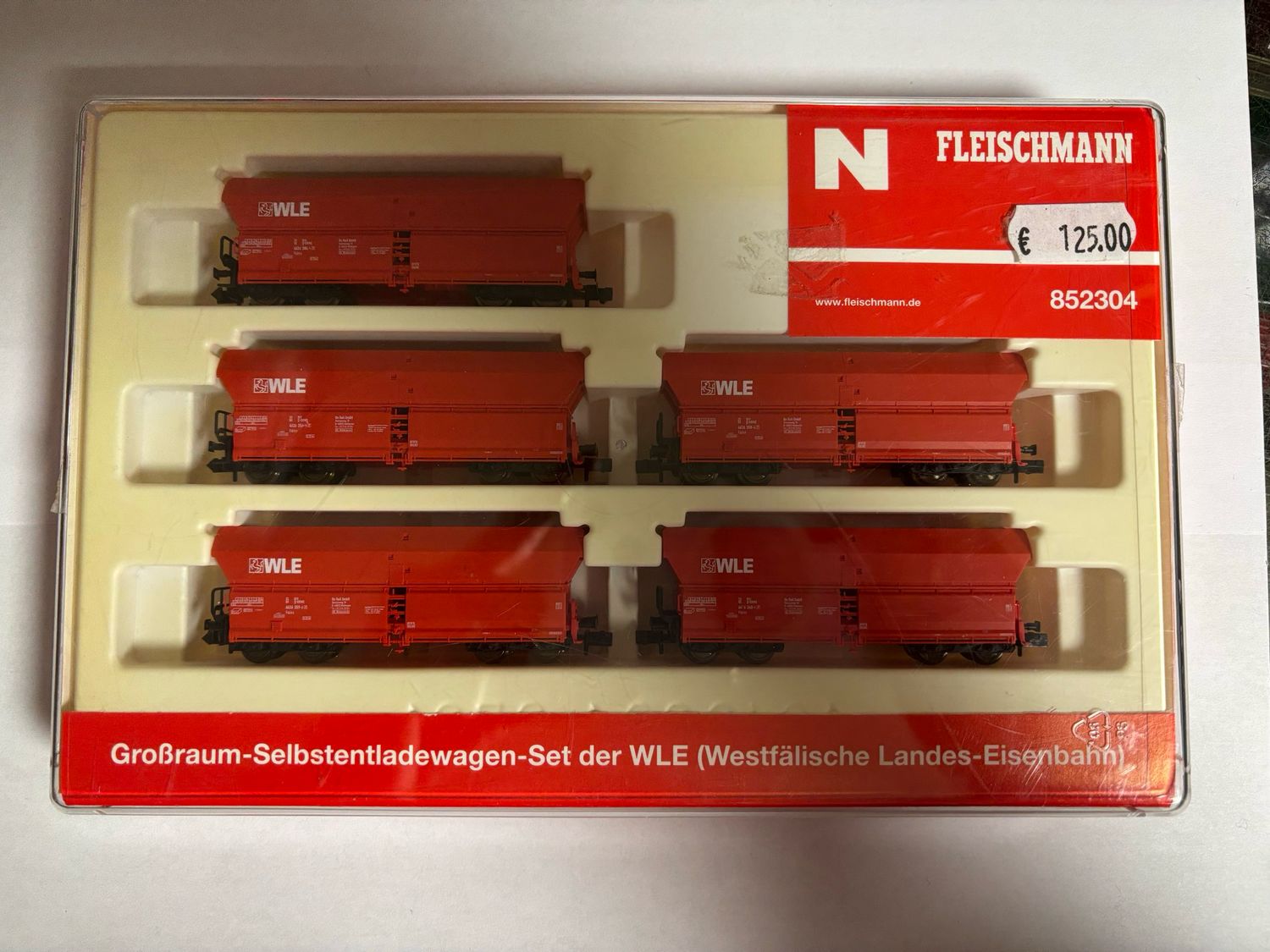 Fleischmann 852304 - 5-teiliges Grossraum-Selbstentladewagen-set der WLE