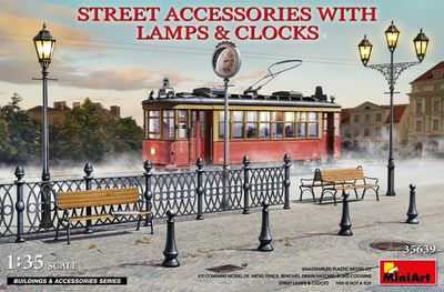 MiniArt 35639 - STREET ACCESSORIES WITH LAMPS &amp; CLOCKS 1:35