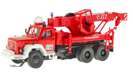 Viessmann 8051 - H0 Feuerwehr MAGIRUS DEUTZ 3-achs Bergekran mit Rundumleuchte, Basis, Funktionsmodell