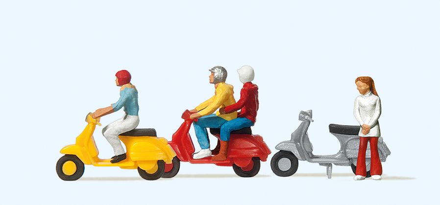 Preiser 10128 - Vespa scooters + rijders H0