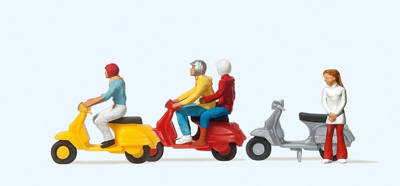 Preiser 10128 - Vespa scooters + rijders H0