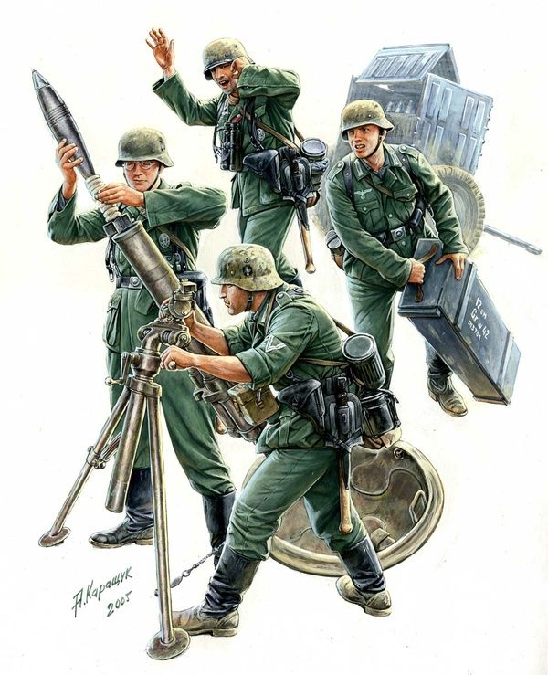 Zvezda 3583 - German Mortar w/Crew 1:35