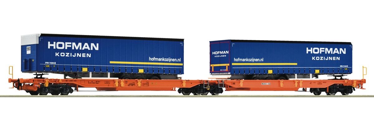 Roco 6600072 - Doppeltaschen-Gelenkwagen, Wascosa  &quot;Hofman kozijnen&quot;H0, VI, DC