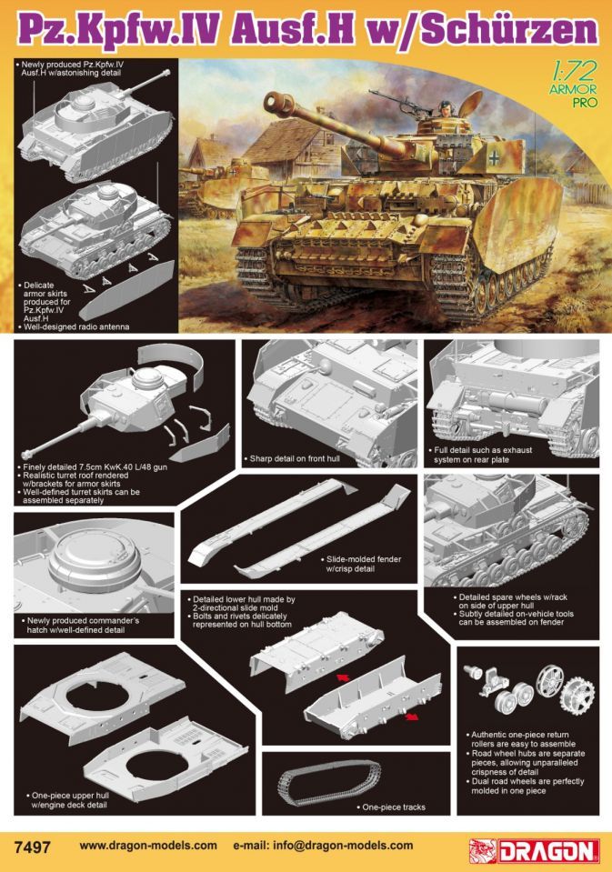 Dragon 7497 - Pz.Kpfw.IV Ausf.H w/Schurzen 1:72