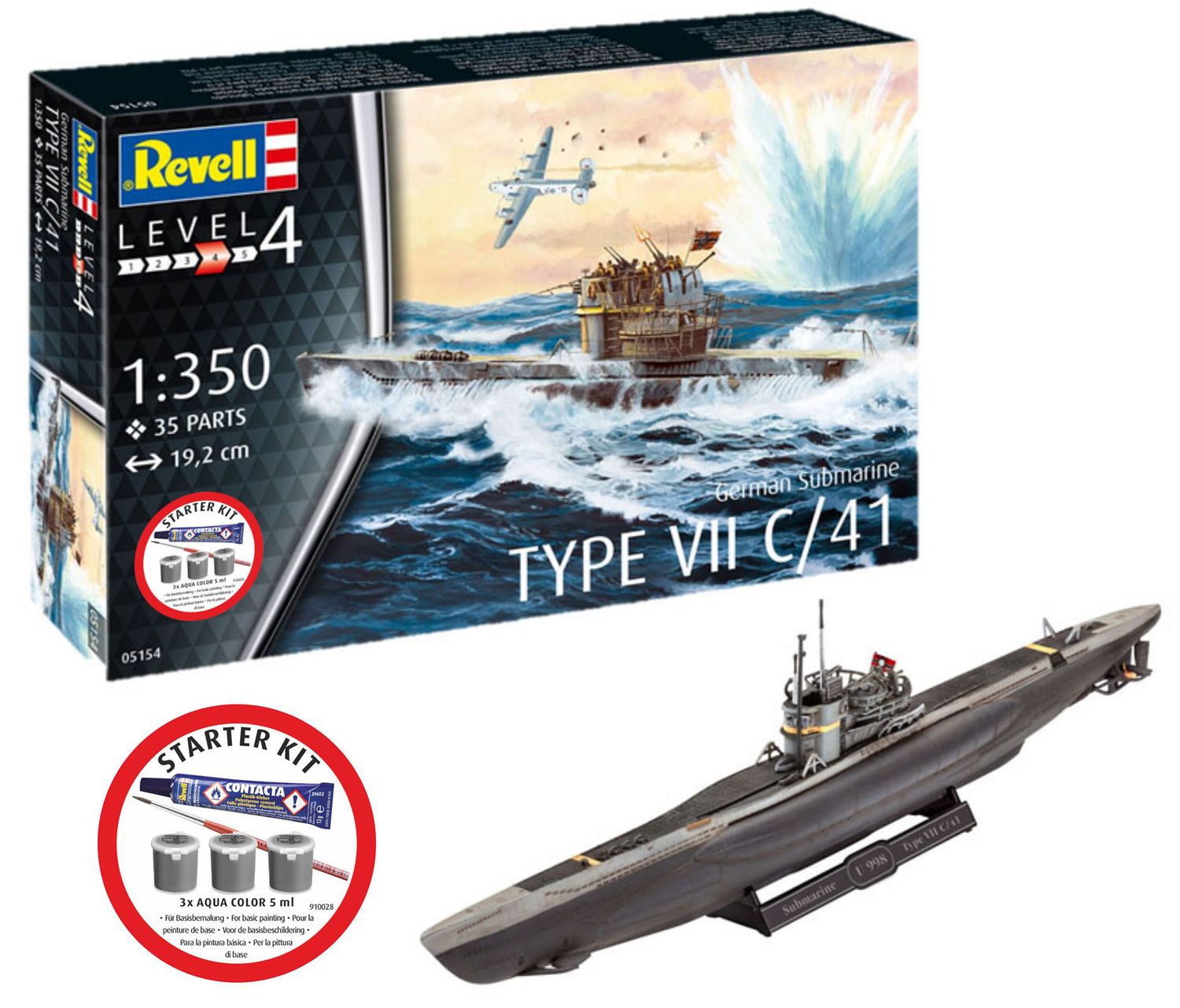 Revell 75154 - Starter Kit German Submarine Type VII C/41 1:350