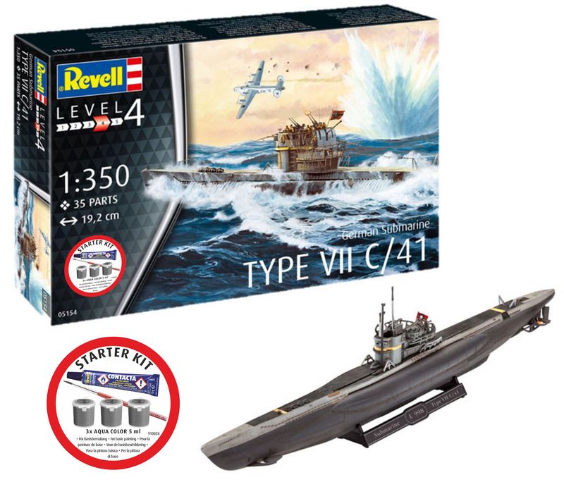 Revell 75154 - Starter Kit German Submarine Type VII C/41 1:350