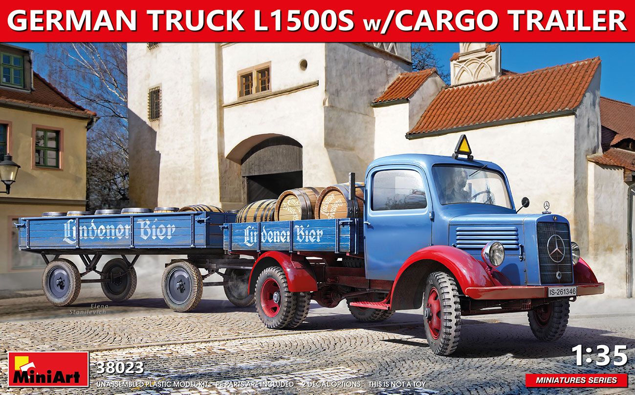 MiniArt 38023 - German Truck L1500S w/CARGO Trailer  1:35