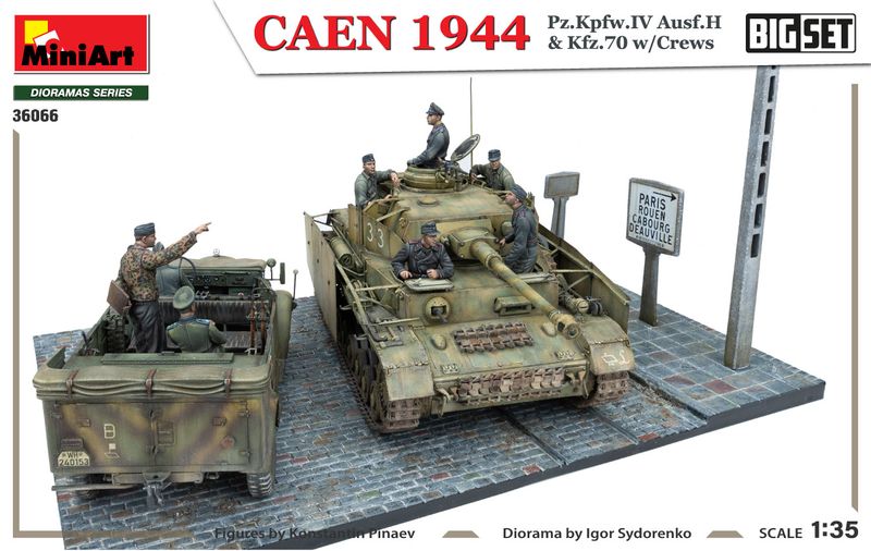 MiniArt 36066 - CAEN 1944 Pz.Kpfw.IV Ausf.H &amp; Kfz.70 w/CREWS. BIG SET 1:35
