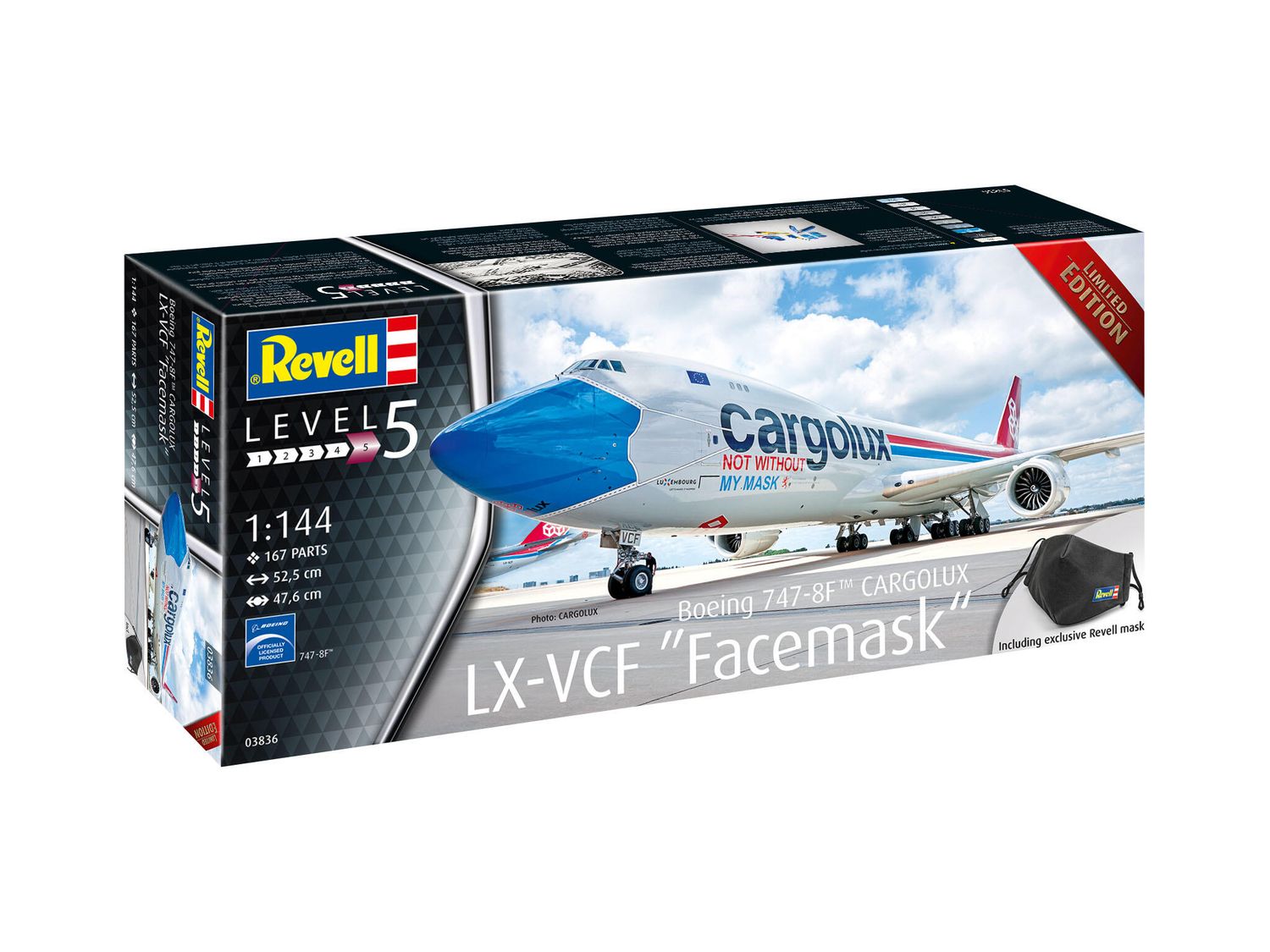 Revell 03836 - Boeing 747-8F CARGOLUX LX-VCF &quot;Facemask&quot; 1:144
