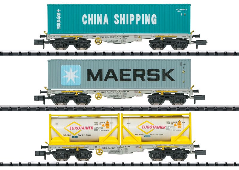 Minitrix 18703 - Type Sgmmns 190 Container Transport Car Set 1:160 (N)