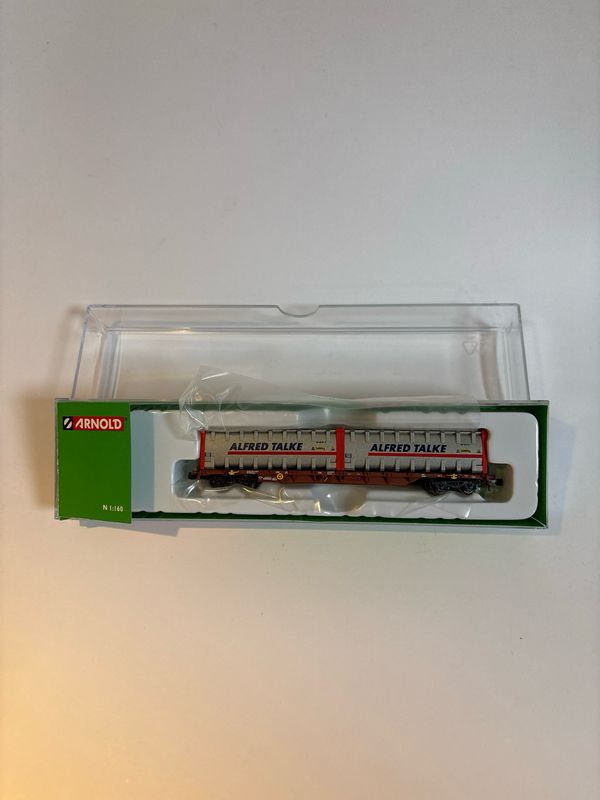Arnold HN6590 - Container-Tragwagen, Gattung Sgnss, 4-achsig, braun, mit zwei 30´ Bulk-Containern ´ALFRED TALKE´ 1:160 (N)