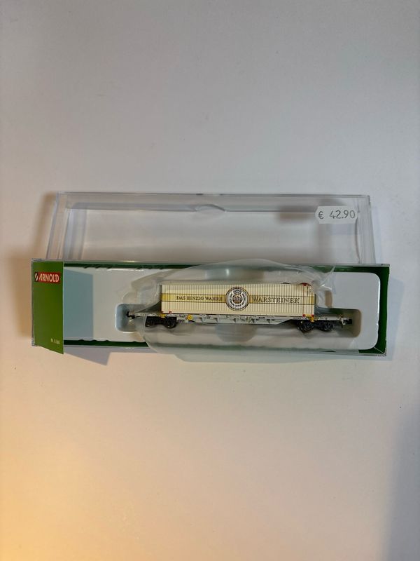Arnold HN6587 - Containerwagen 4-achsig Bauart Sgnss in grauer Lackierung, beladen mit einem 45´ Container ´Warsteiner´ 1:160 (N)