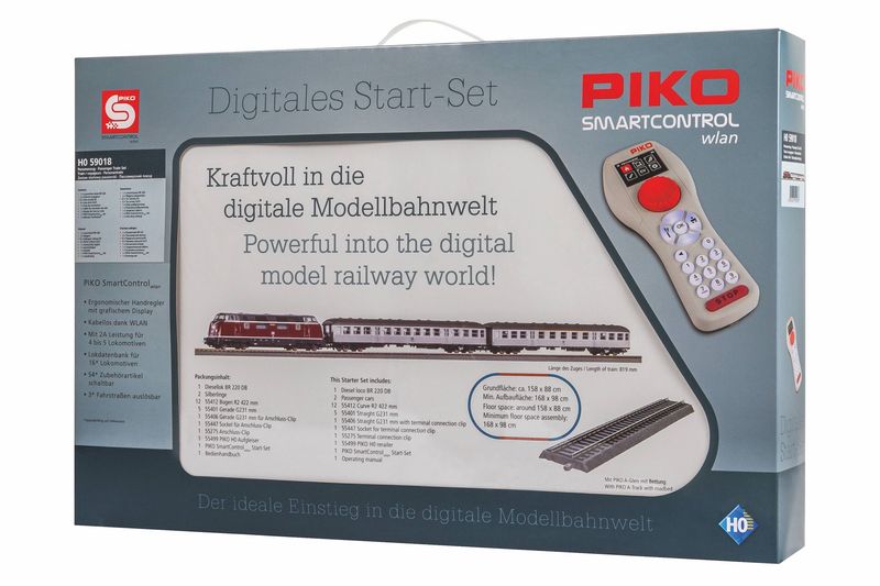 Piko 59018 - PIKO SmartControlwlan Set mit Bettungsgleis DB IV Personenzug H0