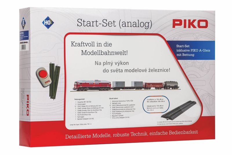Piko 97935 - Start-Set analoog mit Bettung BR 130 CSD + 3 Güterwagen H0