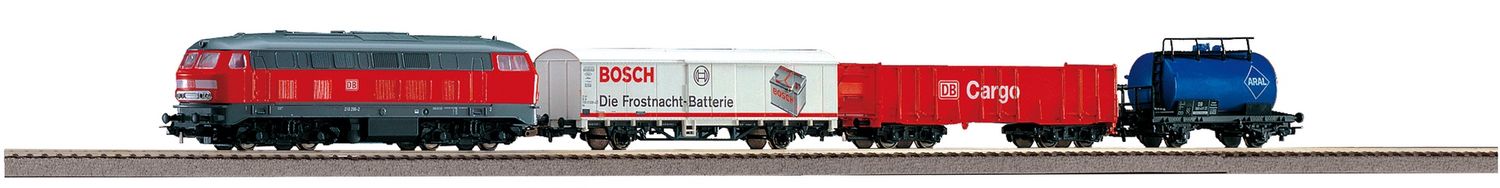 Piko 57154 - Start-Set analoog mit Bettung BR 218 DB Cargo mit 3 Güterwagen