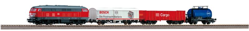 Piko 57154 - Start-Set analoog mit Bettung BR 218 DB Cargo mit 3 Güterwagen