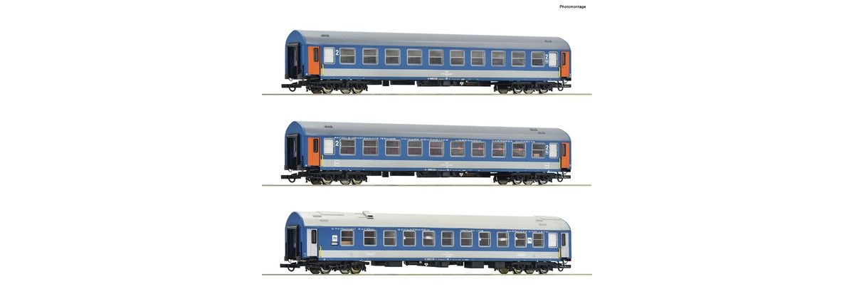 Roco 74188 - 3-tlg. Set 1: Reisezugwagen D 374/375 „Vindobona/Hungaria“, MAV H0