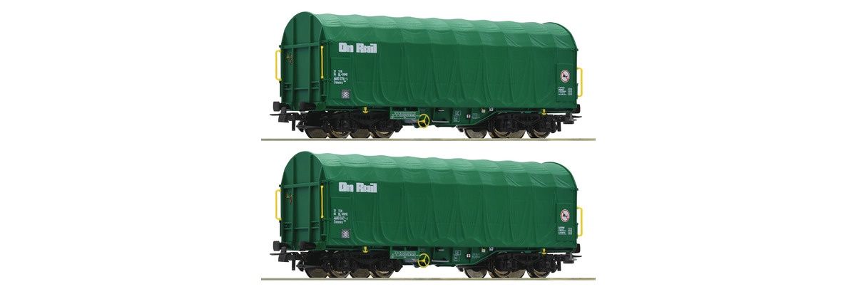 Roco 76049 - 2-tlg. Set: Schiebeplanenwagen, On Rail H0