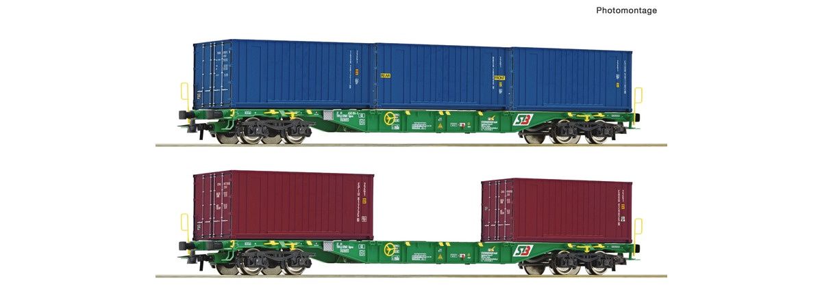 Roco 76007 - 2-tlg. Set: Containertragwagen,StB