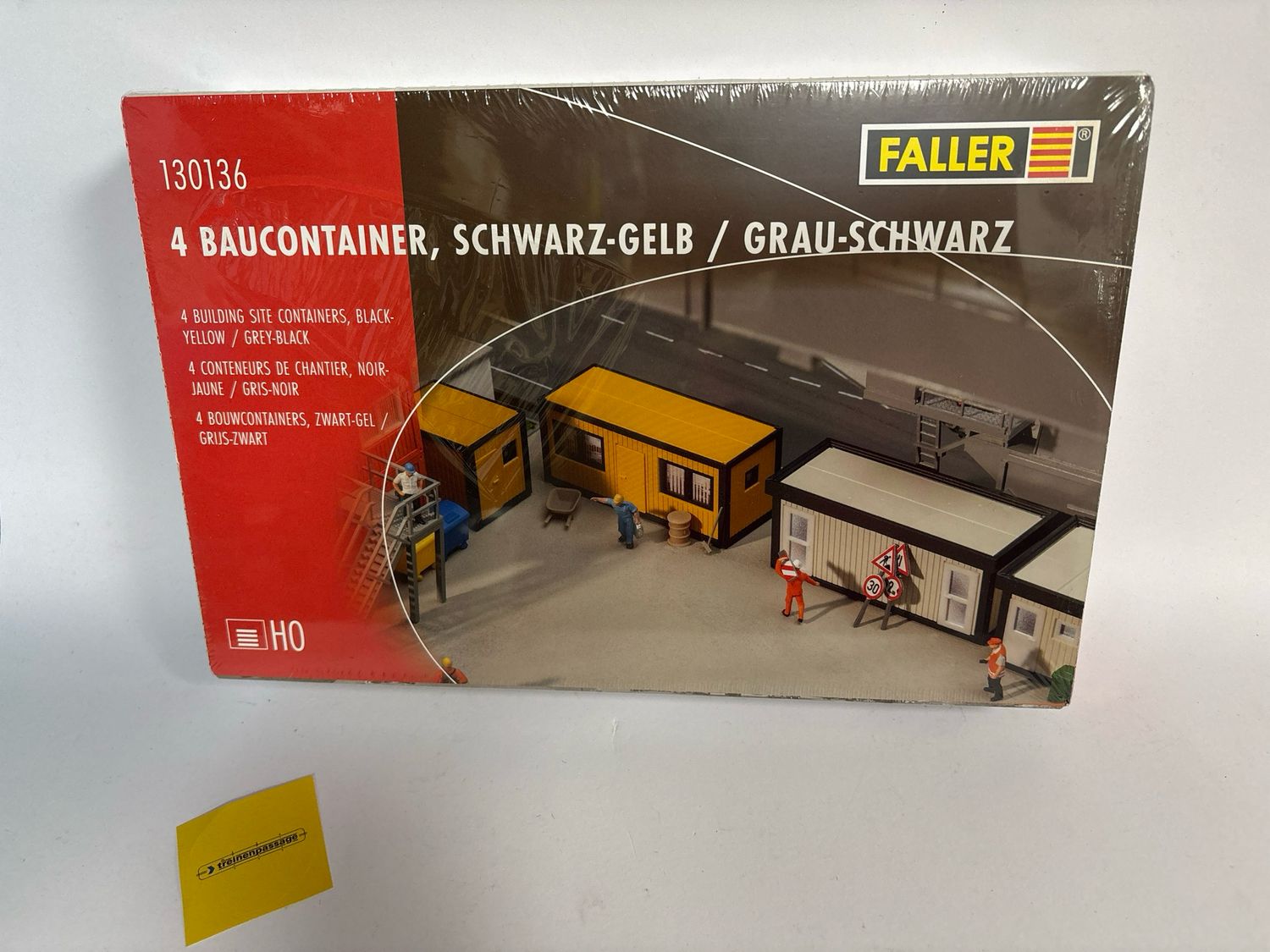 Faller 130136 - 4 bouwcontainers, zwart-geel/grijs-zwart H0