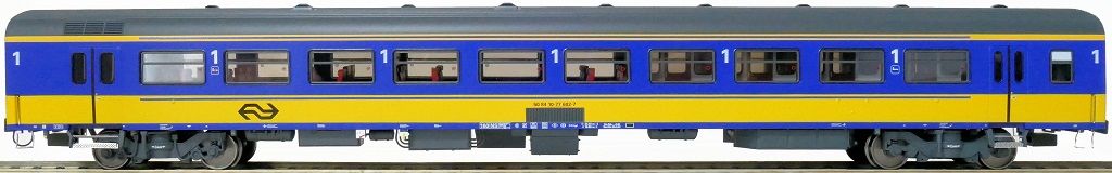 Exact-train 11042 - NS ICR (Originalversion) für den Inlandseinsatz Reisezugwagen A (Farbe Gelb / Blau) H0