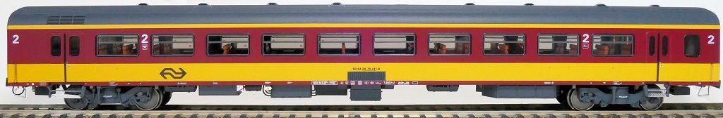 Exact-train 11085 - NS ICR (Originalversion) für den Beneluxzug nach Belgien Reisezugwagen B ( Farbe Gelb / Rot) H0