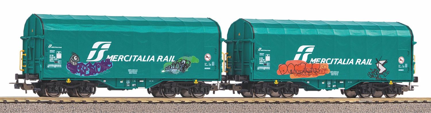 Piko 58255 - Set van 2 schuifzeilwagons Shimmns met graffiti H0