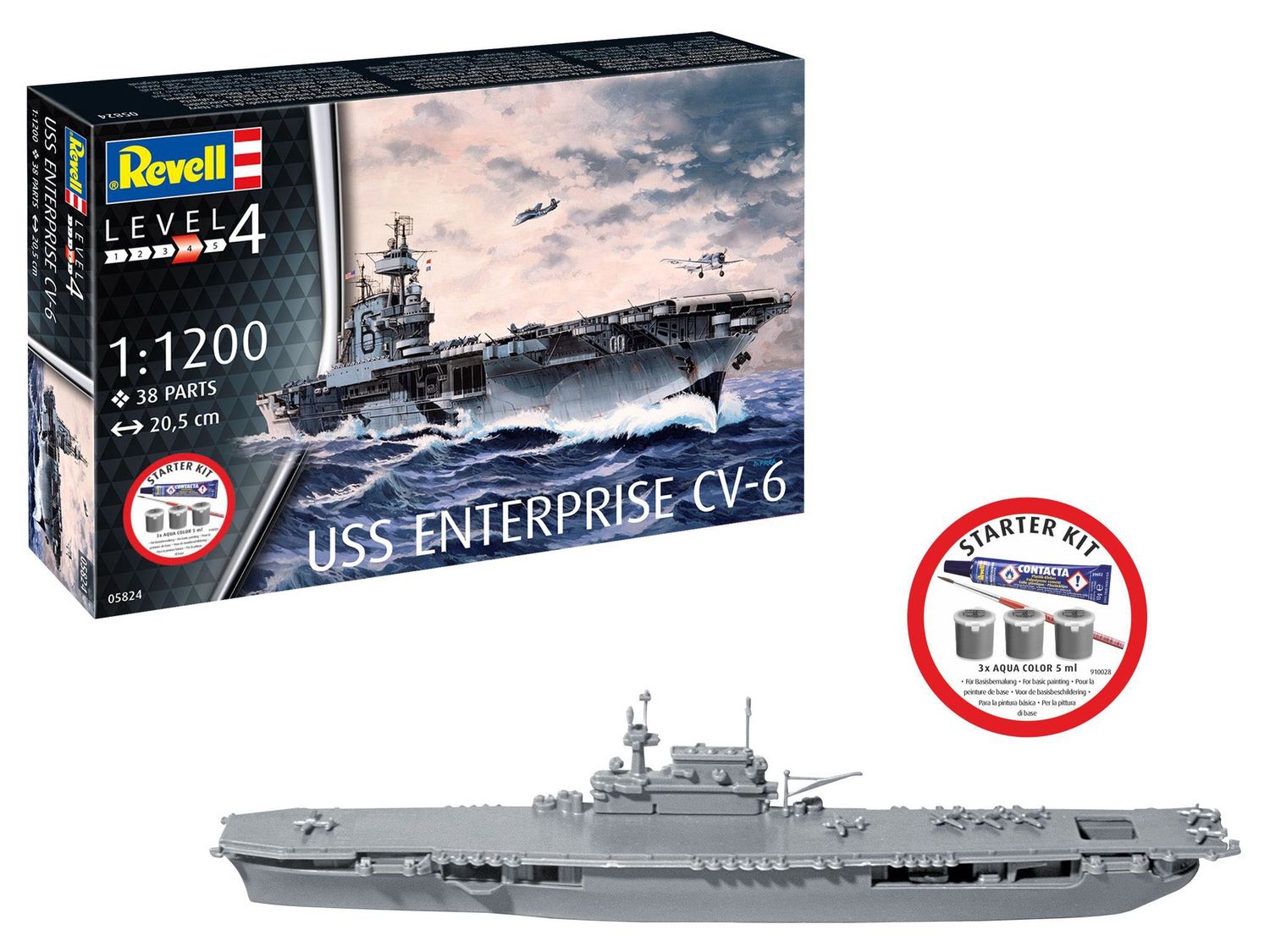 Revell 75824 - Starter Kit USS Enterprise CV-6 1:1200
