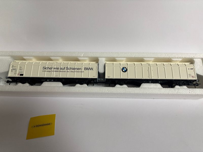 Roco 44162 - H0 Dubbele set met schuifwandwagens &#39;BMW&#39; H0