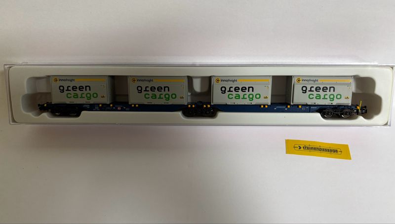 Hobbytrain H23718-4 - Containerwagon Sdggmrs 715 DB AG &quot;Green Cargo&quot; N