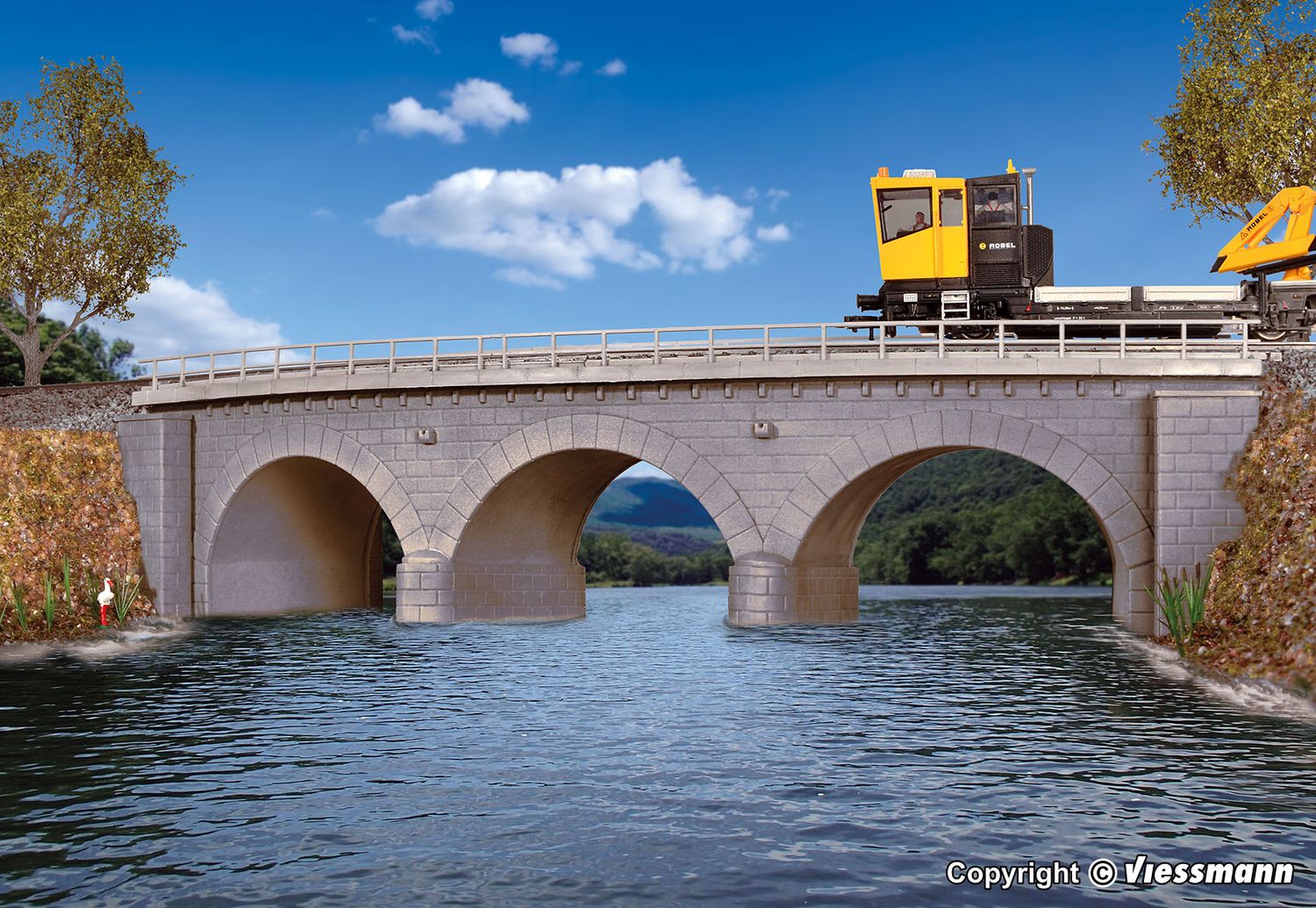 Kibri  39722 - Stenen boogbrug met ijsbrekerpijlers, enkel spoor H0