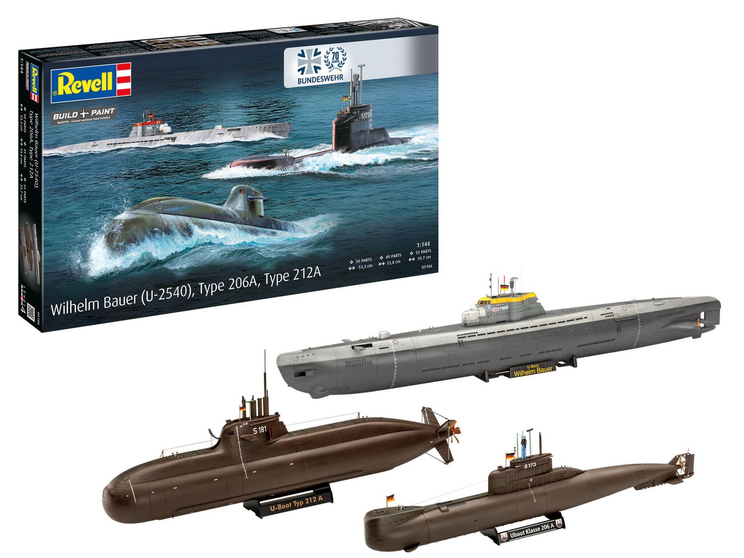 Revell 05186 - 70 Years Bundeswehr:Wilhelm Bauer,Type 206A,Class2 1:144