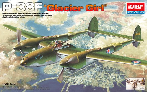 Academy 12208 - P-38F LIGHTING GLACIER GIRL 1:48