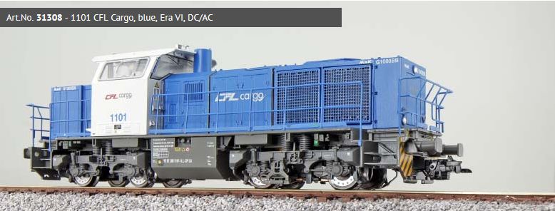 ESU 31308 - Class G1000, 1101 CFL Cargo, blue, Era VI, DC/AC H0
