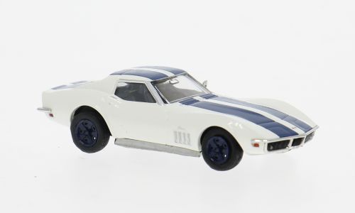Brekina  1:87 - Chevrolet Corvette C3, wit/blauw, 1967