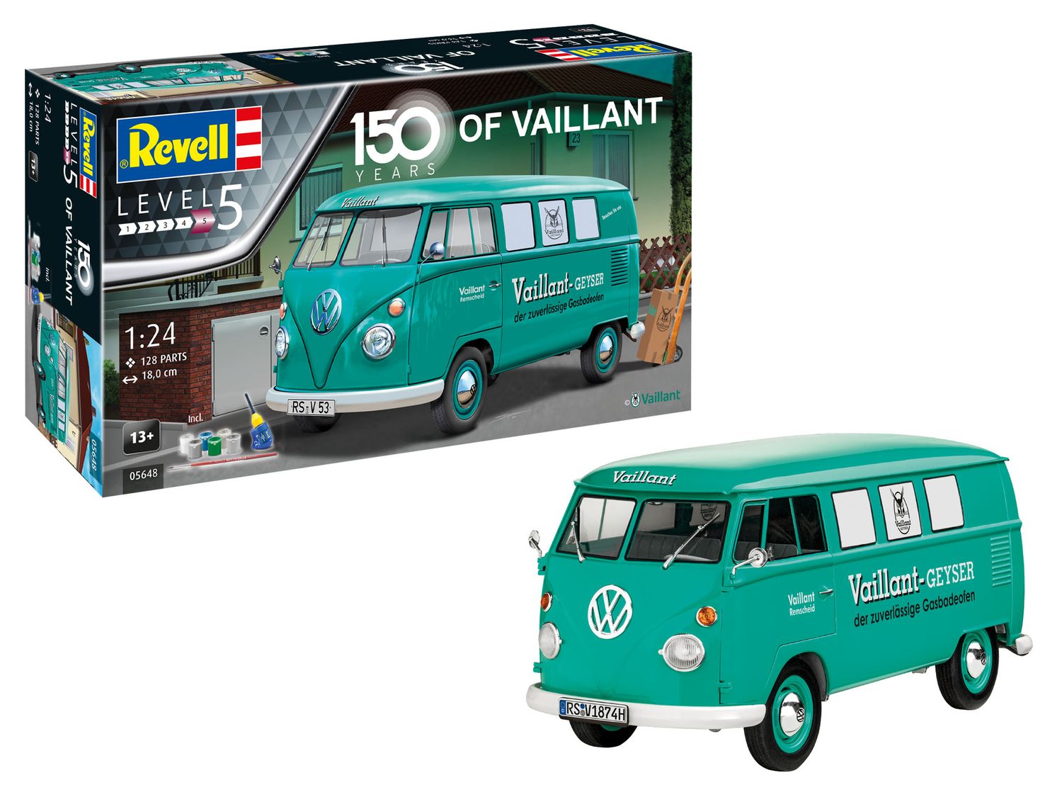 Revell 05648 - Cadeauset "150 years of Vaillant" (VW T1 Bus), inclusief lijm en verf1:24