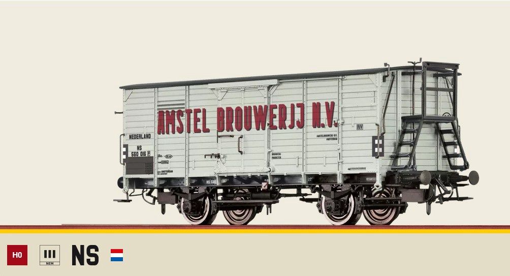 Brawa 49062 - Gedeckter Güterwagen G10 "Amstel Brouwerij N.V." NS, H0