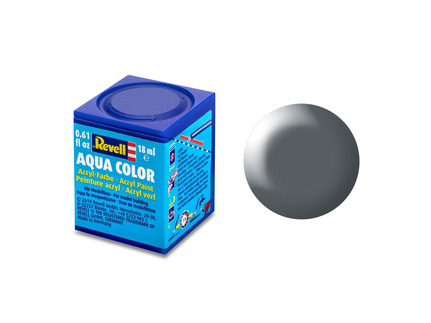 Revell 36378 - Aqua Color 378 | Donkergrijs. zijdemat 18 ml