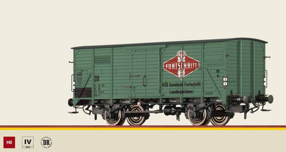 Brawa 49731 - Gedeckter Güterwagen (Gw) G "Fortschritt" DR, H0