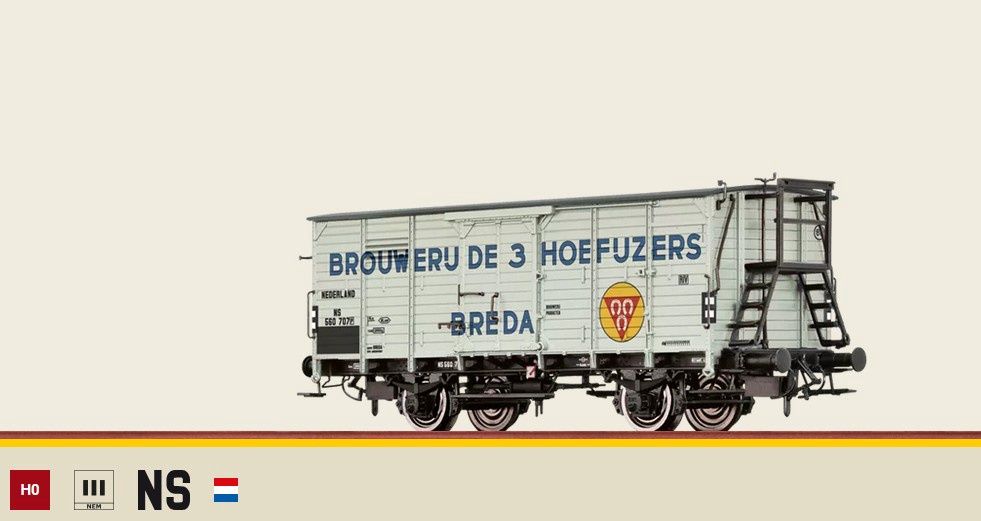 Brawa 49776 - Gedeckter Güterwagen "Brouwerij de 3 Hoefijzers" NS, H0