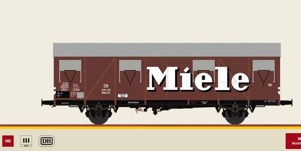 Brawa 47285 - Gedeckter Güterwagen Glmhs 50 "Miele" DB